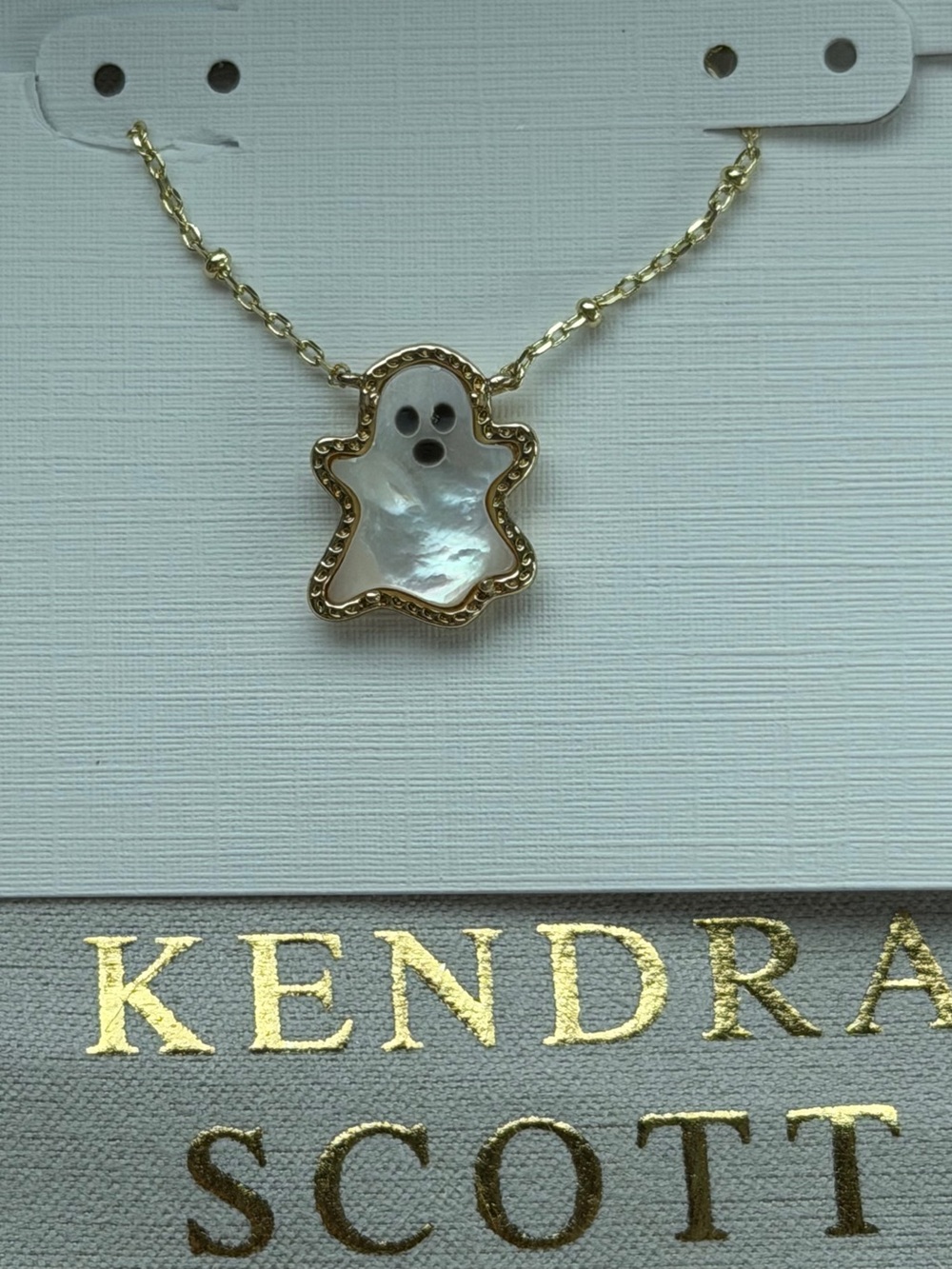 โ๏ธKendra Scott Gold & Mother-of-Pearl Ghost Pendant Necklace - Gold & White
